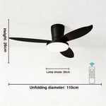 ventilateur moderne noir bois foncé simple silencieux led controle mural traditionnel garantie
