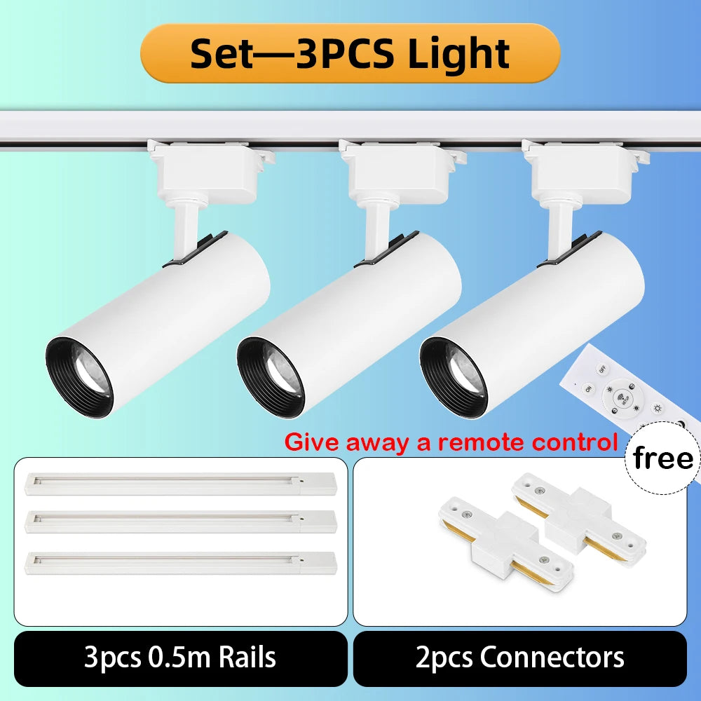 Spot LED moderne 20W dimmable noir blanc télécommande clips fixations chambre cuisine