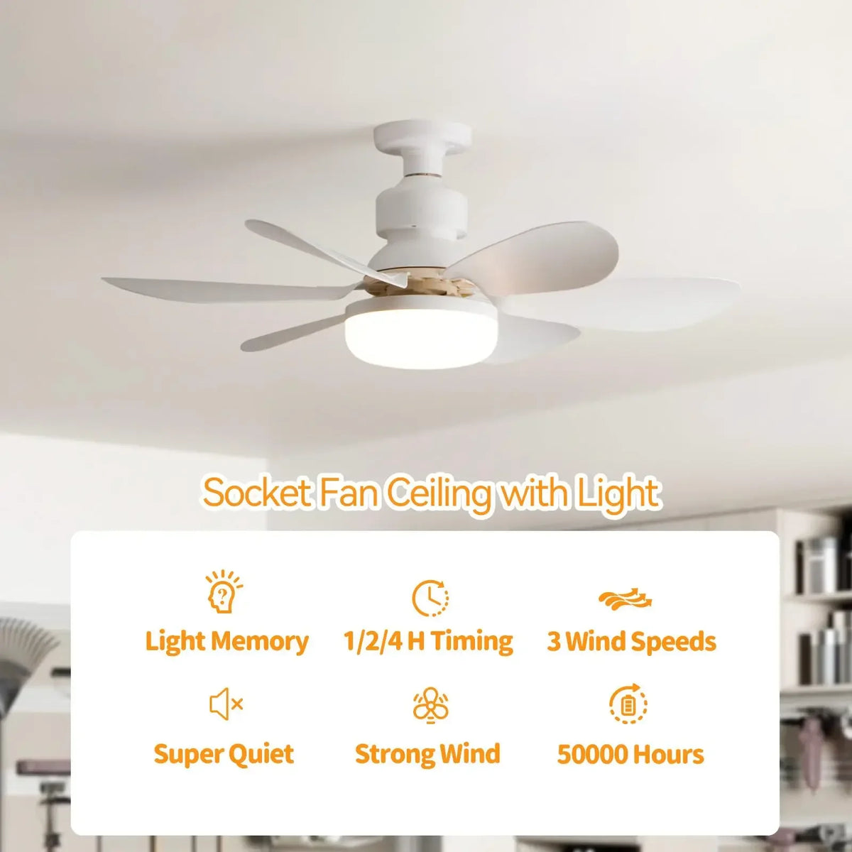 ventilateur led lumière blanc moderne télécommande 52cm 40w contemporain