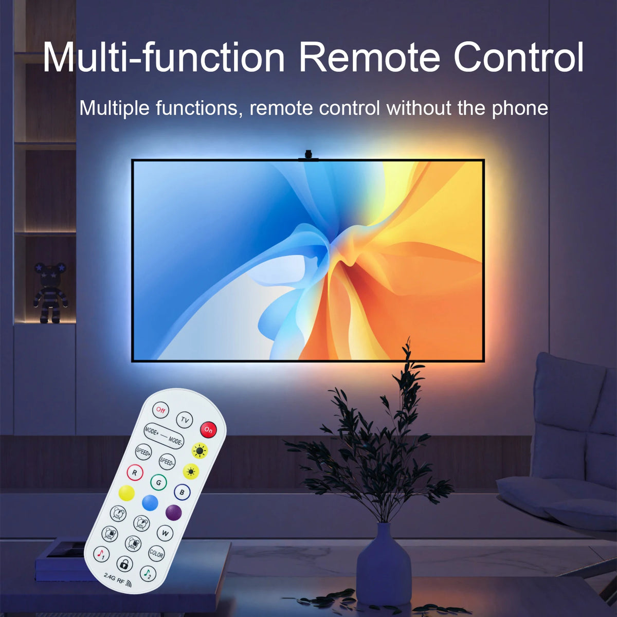 ruban led noir points lumineux blancs moderne télécommande adaptateur secteur support mural