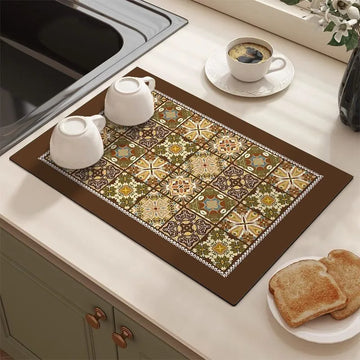 tapis cuisine absorbant antidérapant motif géométrique moderne caoutchouc séchage rapide décoration intérieur maison