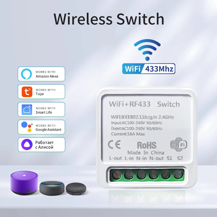 interrupteur mural sans fil blanc smart wifi rf 433mhz moderne minimaliste