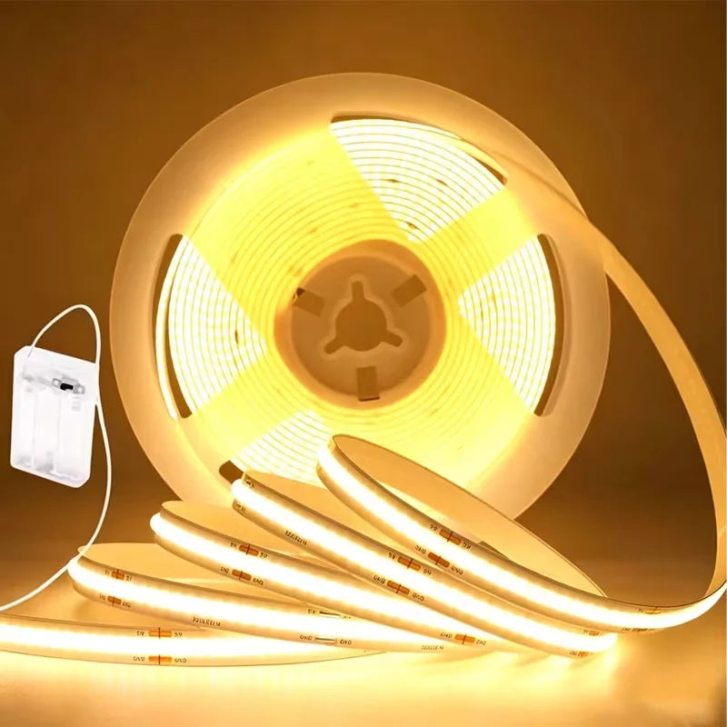 ruban led cob blanc chaud moderne adhésif alimentation 5v lumière chaude flux lumineux moins60