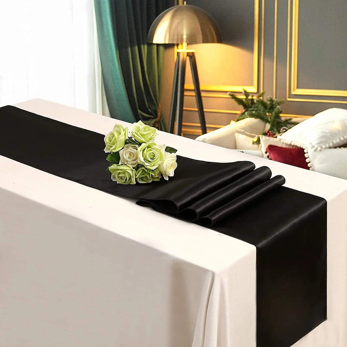 chemin table ruban satin uni décoration mariage banquet fête longue décoration table moderne