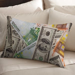 housse coussin motif dollar moderne vert blanc bleu imprimé polyester coton fixation lit décoration