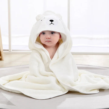 serviette bain bébé robe ours chat enfant douce veloutée glissière sourire yeux oreilles