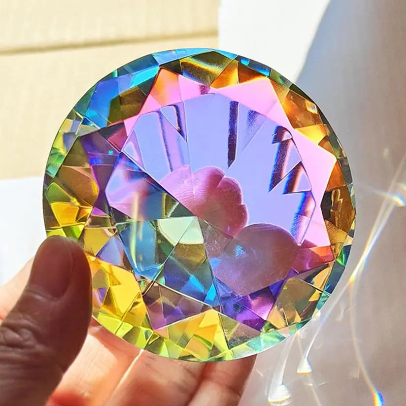 presse papier diamant artificiel multicolore facettes brillantes support métallique moderne décoration occasion fête anniversaire