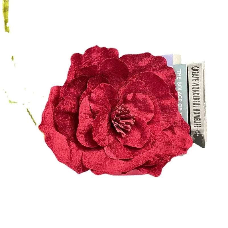 fleur artificielle velours rouge décoration intérieure moderne 30cm 40cm 50cm 60cm base plastique blanc