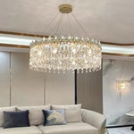 lustre moderne élégant cristal transparent doré salon chambre restaurant