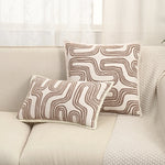 taies d'oreiller polyester jacquard motifs ondulés couleurs neutres moderne ornementales 45x45cm douces