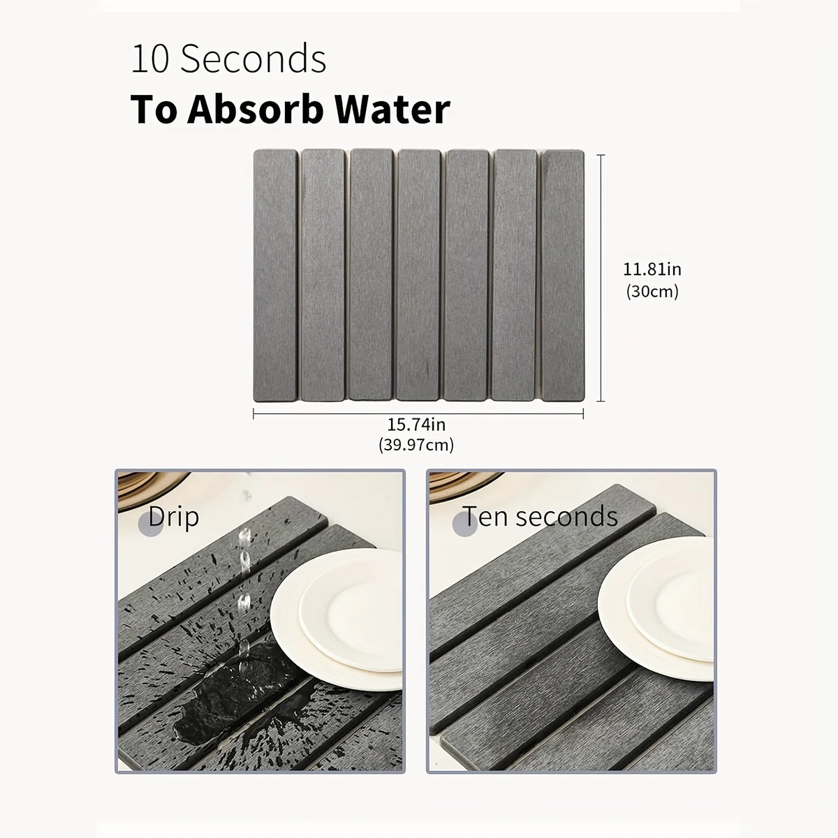 tapis pliable texture bois gris foncé moderne antidérapant diatomées facile nettoyer adhésif 39cmx60cm