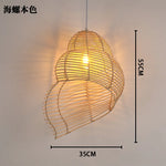 lampe suspendue marron clair rattan tressé moderne rustique chaîne métallique