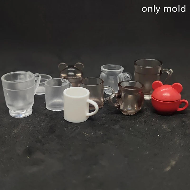 miniatures tasses silicone transparentes blanches rouges accessoires décoration maison poupée simples modernes