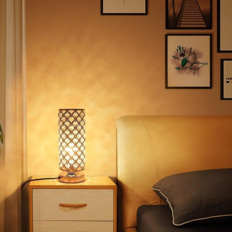 lampe table moderne or diamant brillant élégante cristal haute qualité chambre coucher