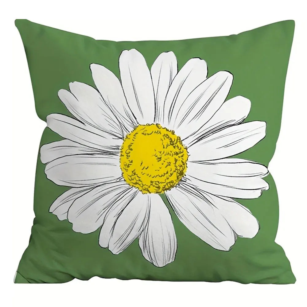 housse coussin polyester motif fleur blanche moderne 40x40cm 45x45cm 50x50cm 60x60cm