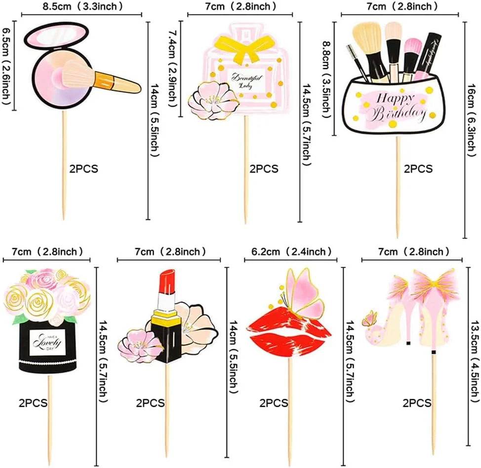accessoires gâteau glitter strass parfum maquillage cils brosse cartes happy birthday miss beauty festive