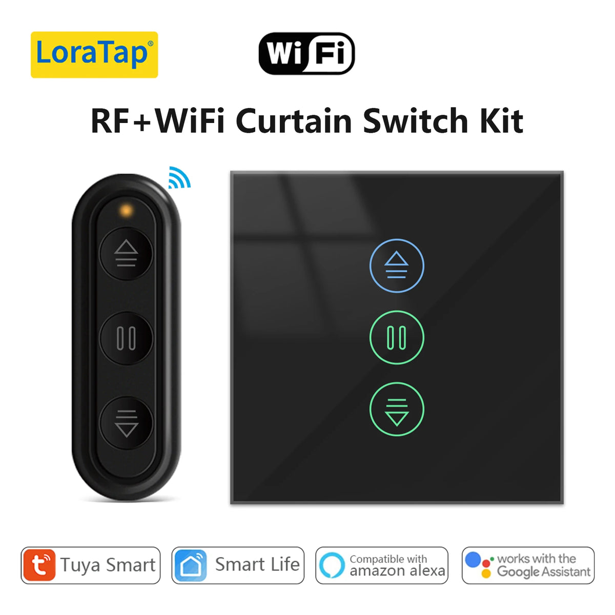 rideaux intelligents commande tactile noir google alexa voix contrôle app smartphone