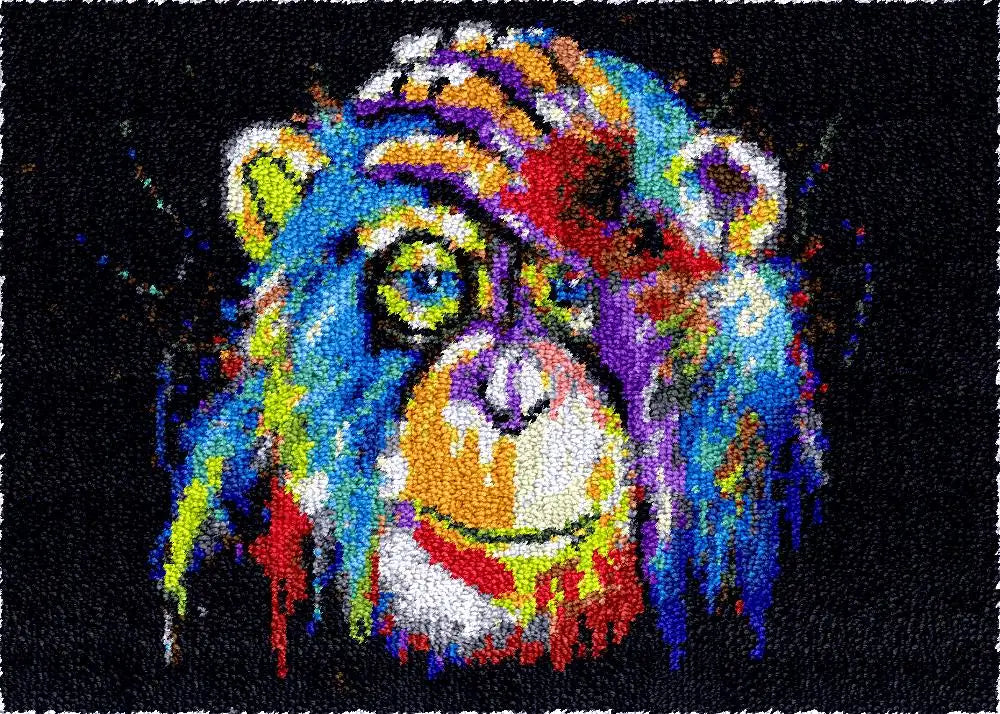 tapis franges animaux contemporain kit tapisserie crochet instructions décoration multicolore