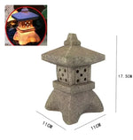 lanterne traditionnelle gris texture granitée détails sculptés japonais lampe led base graniteextérieur jardin