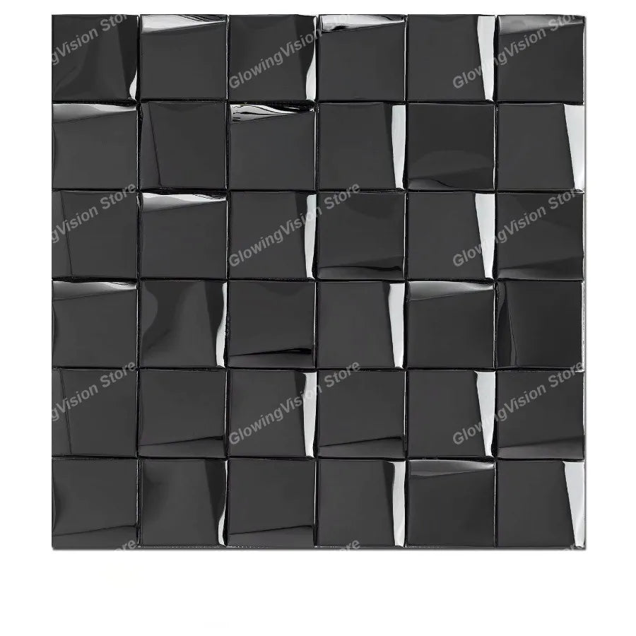 carreaux muraux adhésifs or moderne élégants carrés brillants 29.3cm 29.3cm noir argent