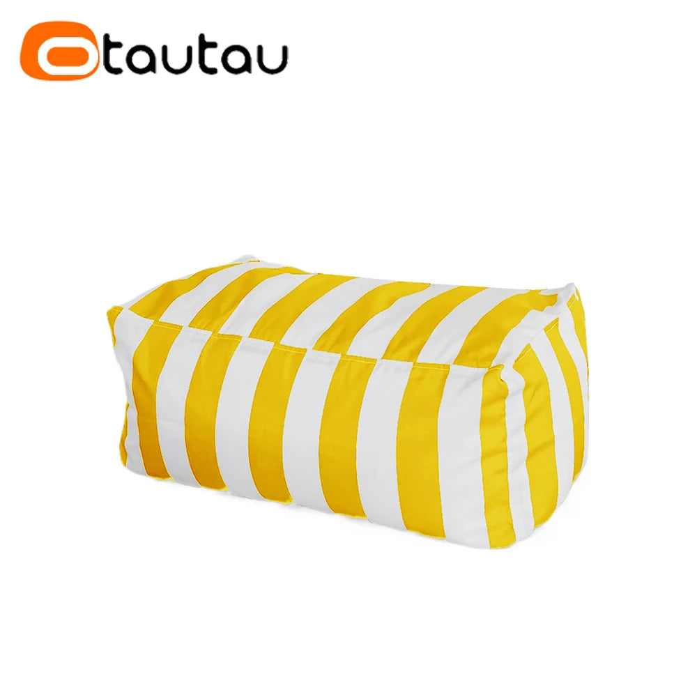 coussin d'assise jardin rayures beige blanc moderne piscine extérieur housse fauteuil plage grande