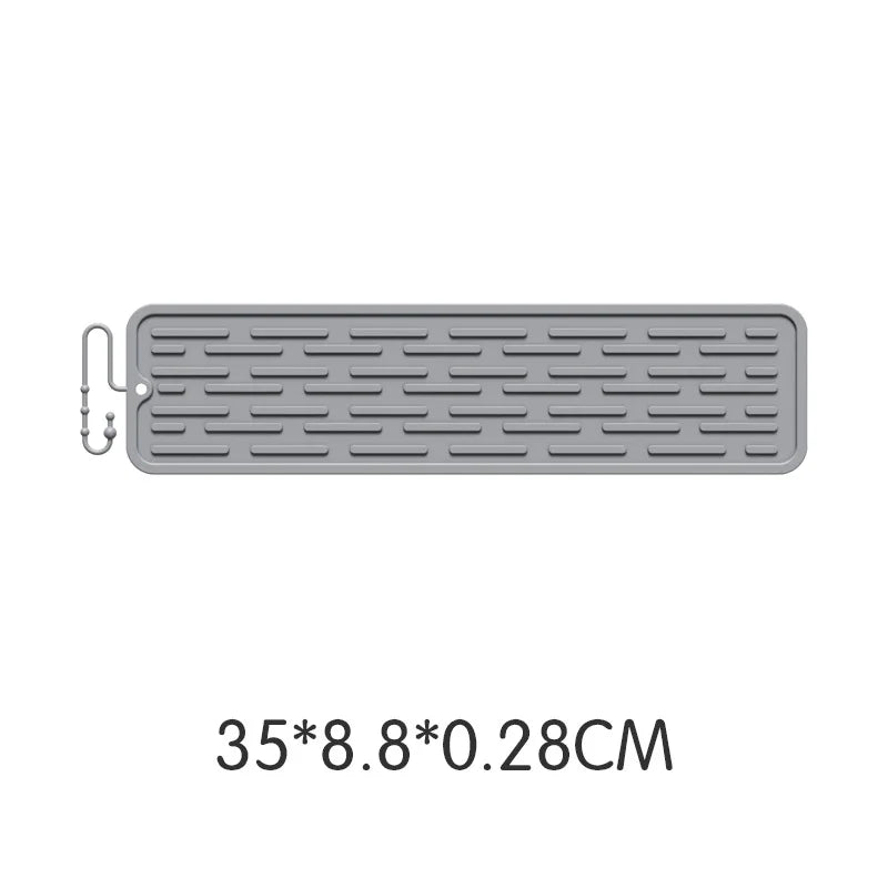 tapis drainage silicone gris moderne rainuré clips fixation cuisine vaisselle