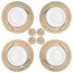 tapis table boho chic beige clair franges texture tissée sous verres ensembles sets deco