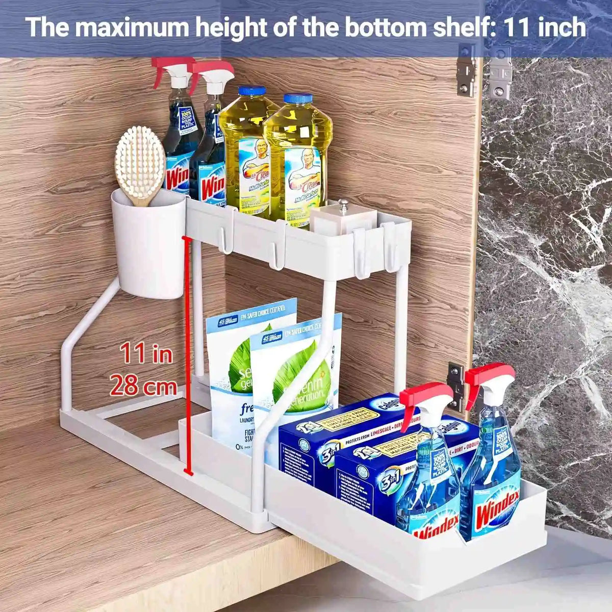 organisateur sous évier blanc moderne acier inoxydable crochets tasse couvercle anti poussière