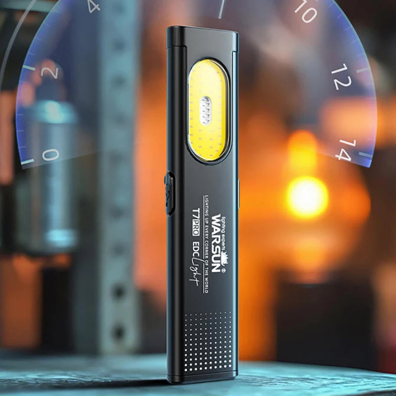 lampe led compacte rechargeable usb portee 600lm noir jaune aimant clip moderne