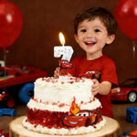 bougie numérique anniversaire lightning mcqueen disney glitter voiture forme chiffre blanc rouge