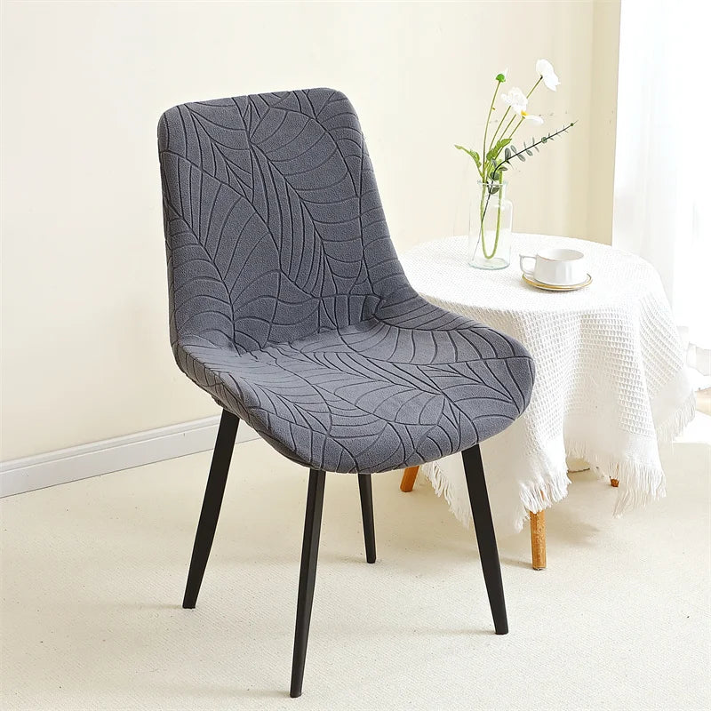 housse chaise moderne jacquard motif feuilles gris clair protection siège banquet mariage