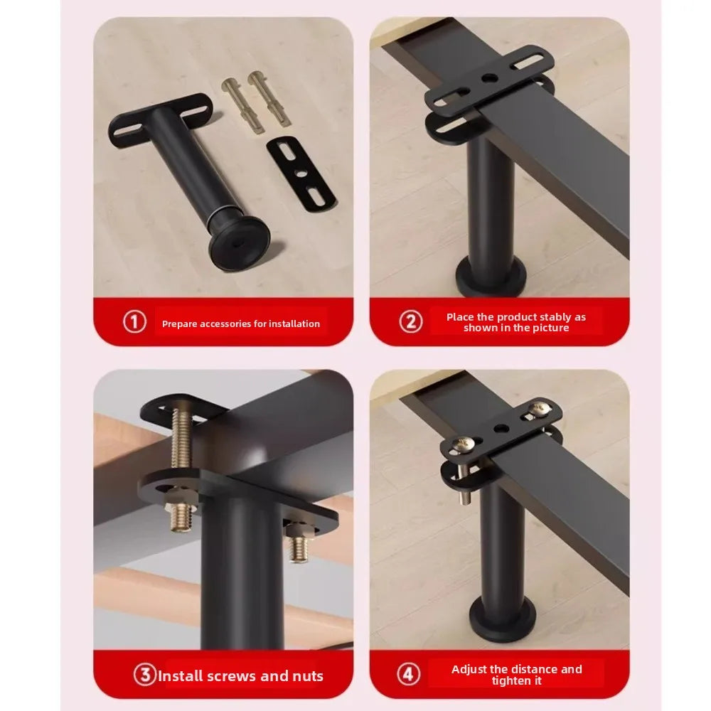 supports lit réglables métal noir moderne vis écrous adaptable jusqu'à 310mm