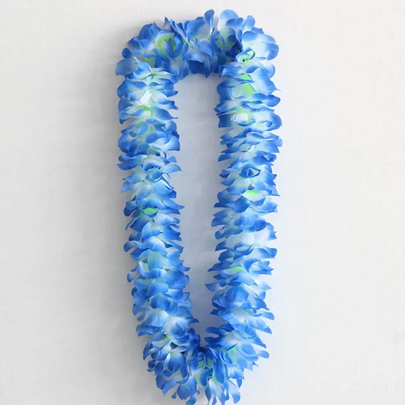 collier fleurs artificielles plumeria bleu blanc traditionnel extérieur décoration maison anniversaire festives