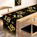 table chemin noir doré anniversaire fête confettis étoiles chiffres polyester occasionnelle thème festive