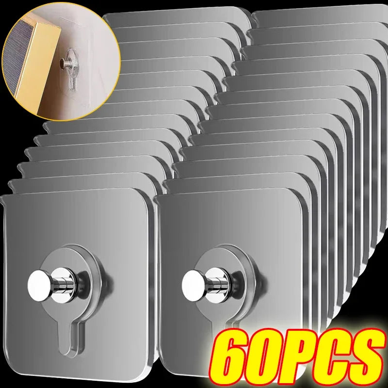 porte objets adhésifs transparents modernes poignées métalliques 60mm 60mm pack