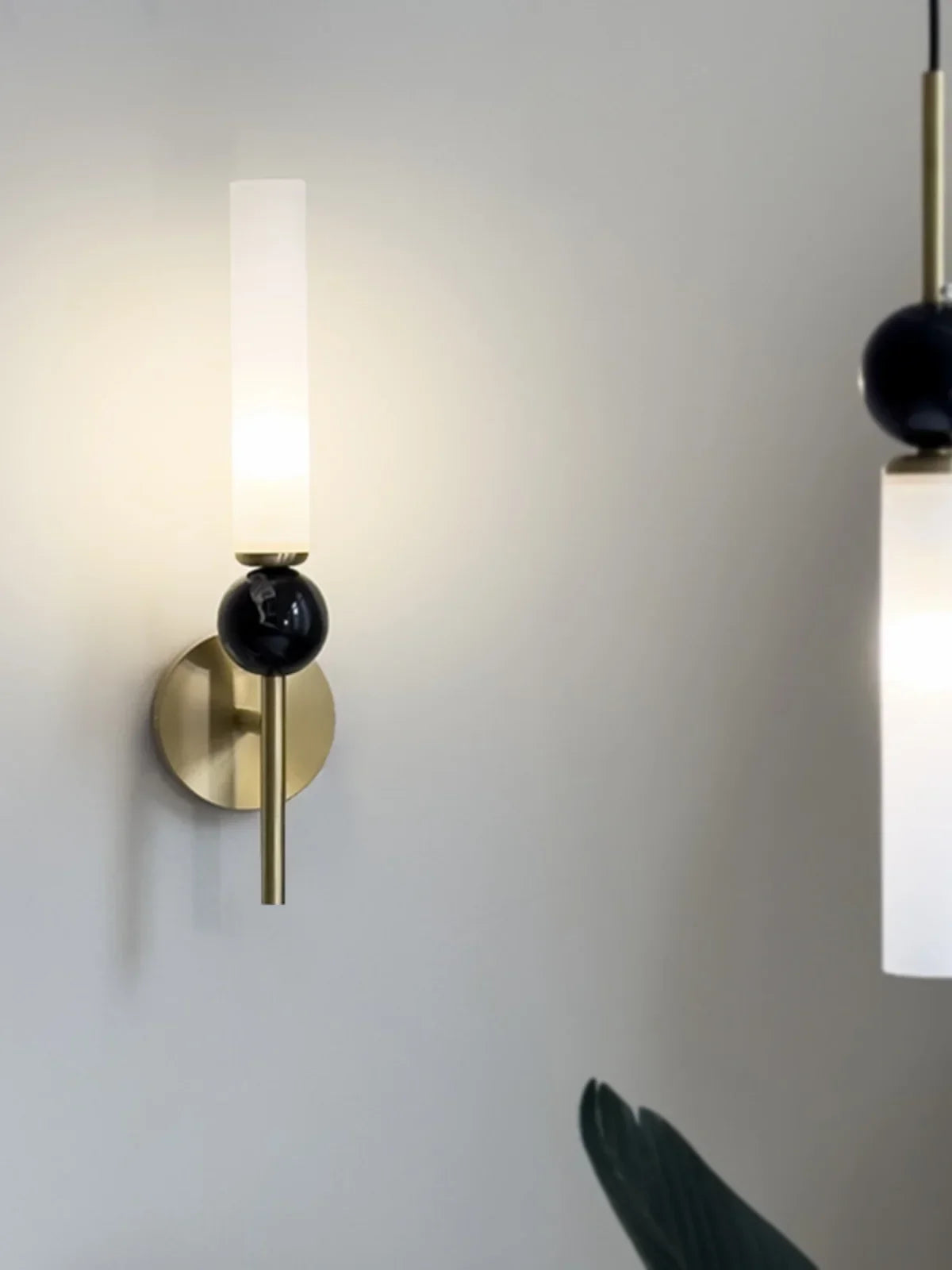 lampe murale or blanc noir marbre cuivre moderne boule tube lumineuxintérieur chambre salonhôtel balc