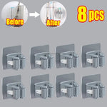 porte balai adhésif multifonction blanc moderne accroche balais brosse poussière sol rangement cuisine salle