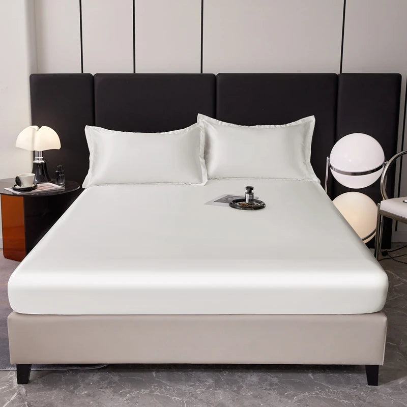 housses lit satinées blancs simples maison 120x200 150x200 180x200 200x220
