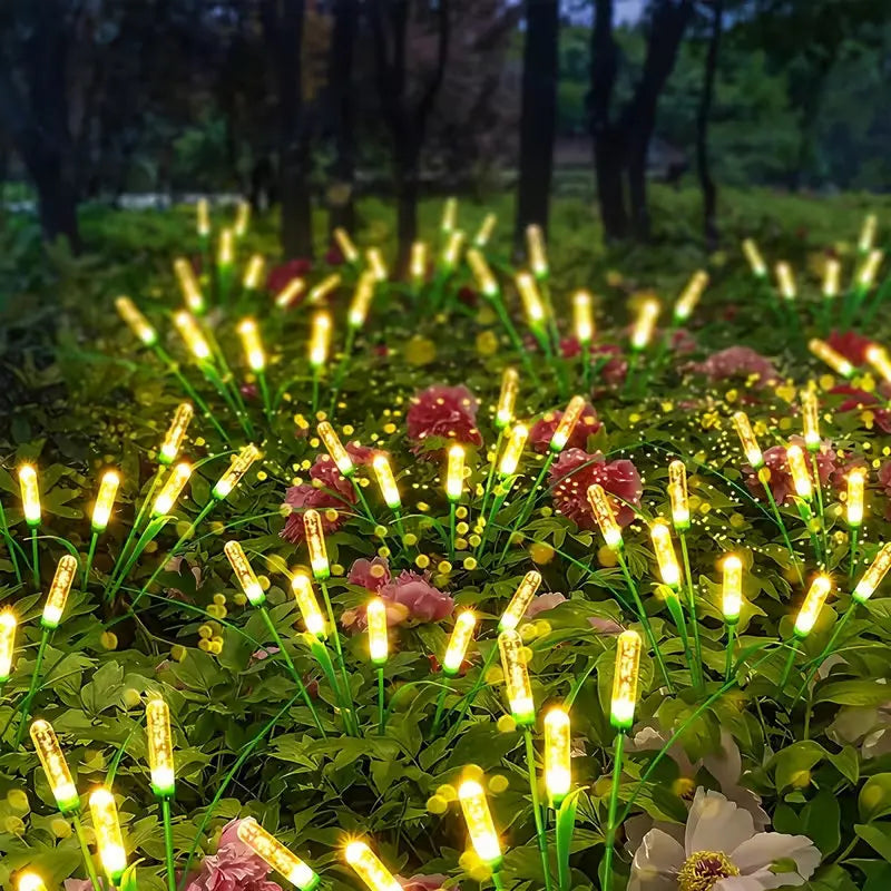 guirlande lumineuse solaire filaments led vert jaune moderne décorative extérieure fixée piquet