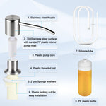 distributeur liquide moderne argenté adhésif corps plastique tête inoxydable tube silicone bouteille plastique minimaliste
