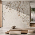 papier peint moderne plante branches fleurs salon chambre soie naturelle respectueux environnement