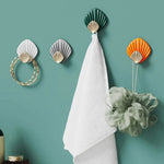 porte serviettes adhésifs coquillage moderne blanc gris orange vert salle bains cuisine