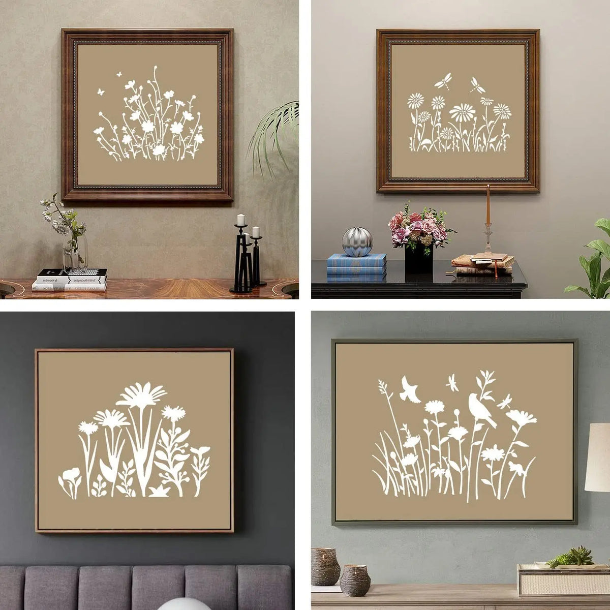 stencils peinture fleurs motifs floraux clips artisanal décoration papillons feuilles variés