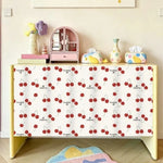 rideau cuisine moderne rayures rubans cerises coeurs blanc rouge bleuclair transparent opacité