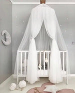 rideau lit bébé étoiles dorées rose blanc moderne translucide chambre enfants