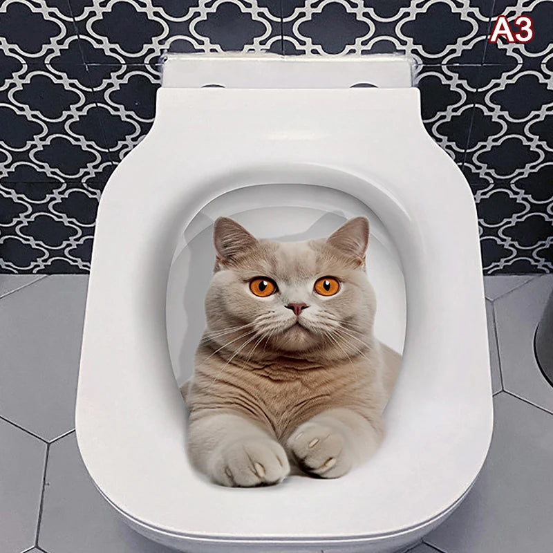 cache wc blanc animaux 3d adhésif ecureuil chat papillons