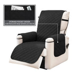housse fauteuil inclinable noir beige quilté moderne boucles métalliques poche polyestère nettoyage sec automne