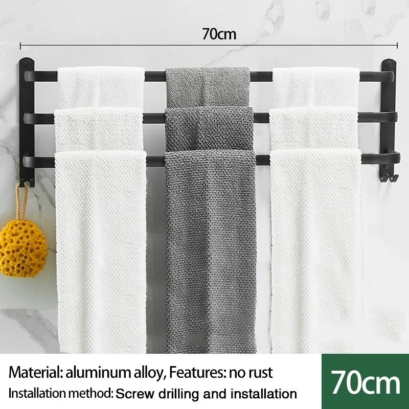 porte serviettes mural moderne vis fixations noir texture métallique lisse salle bain serviettes blanc