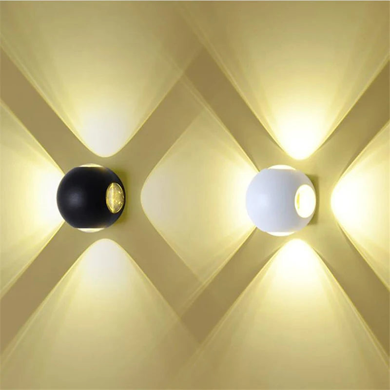 applique murale led moderne sphérique noir blanc 12w 6w 4lumièresextérieurhydrofugue
