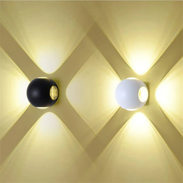 applique murale led moderne sphérique noir blanc 12w 6w 4lumièresextérieurhydrofugue